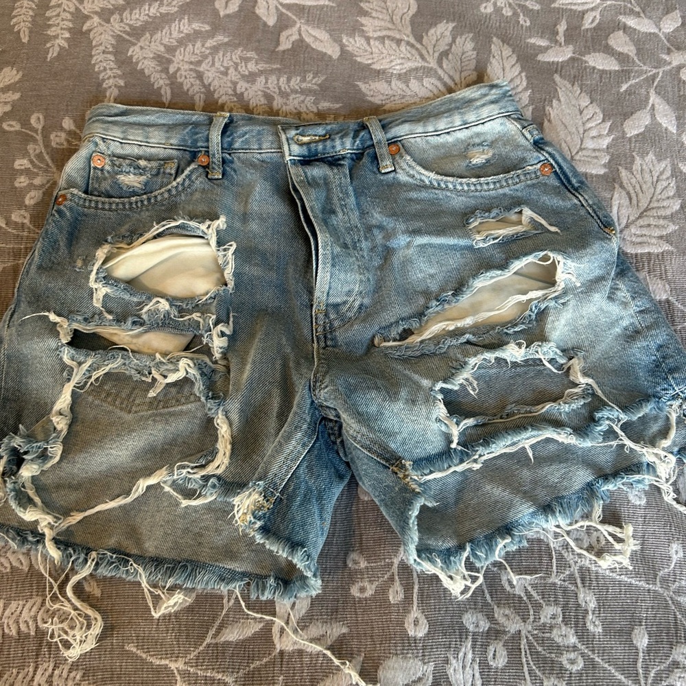 Distressed Denim Shorts
